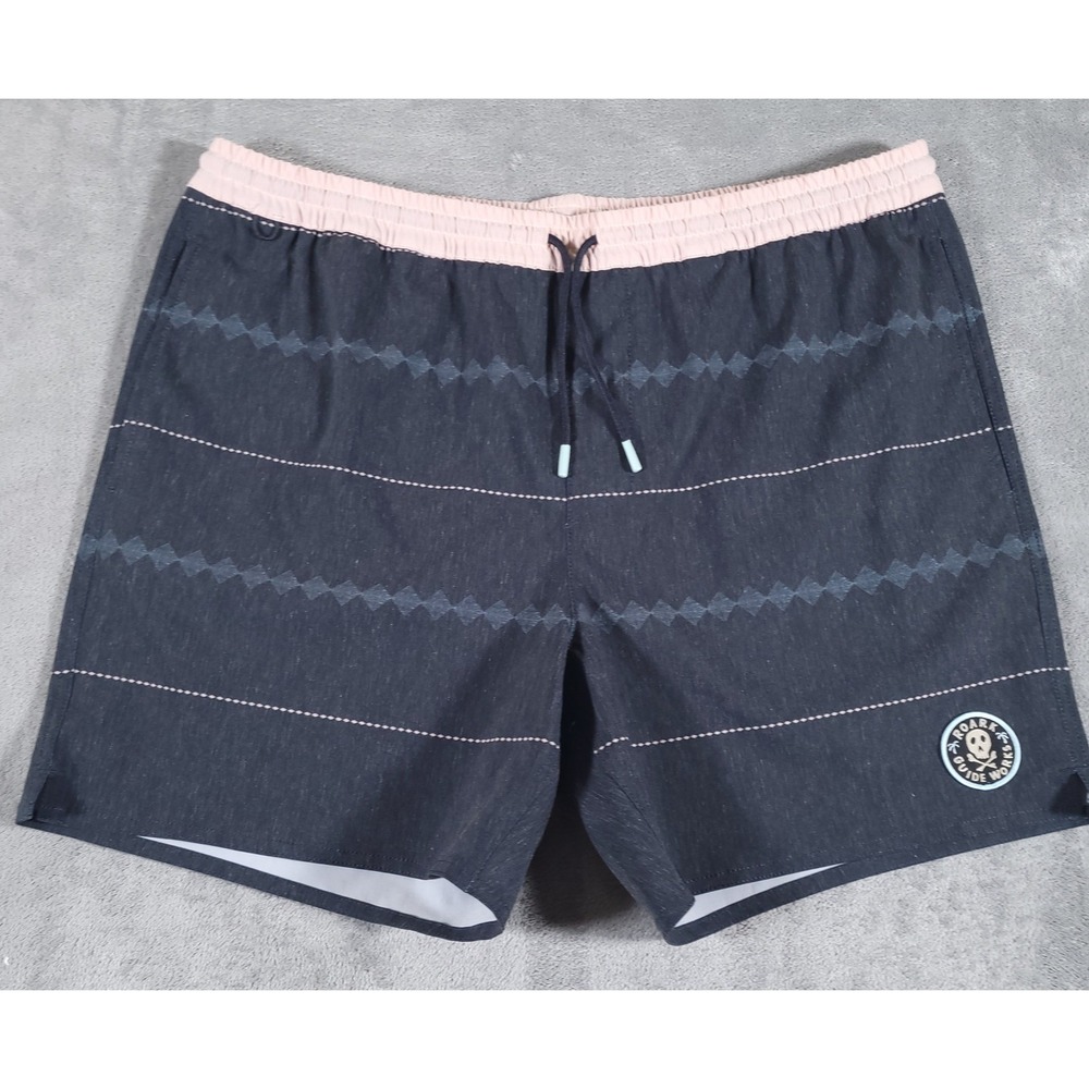 Roark Shorts Mens XL Black Shorey 16 Horizons Geometric Surf Beachwear Casual